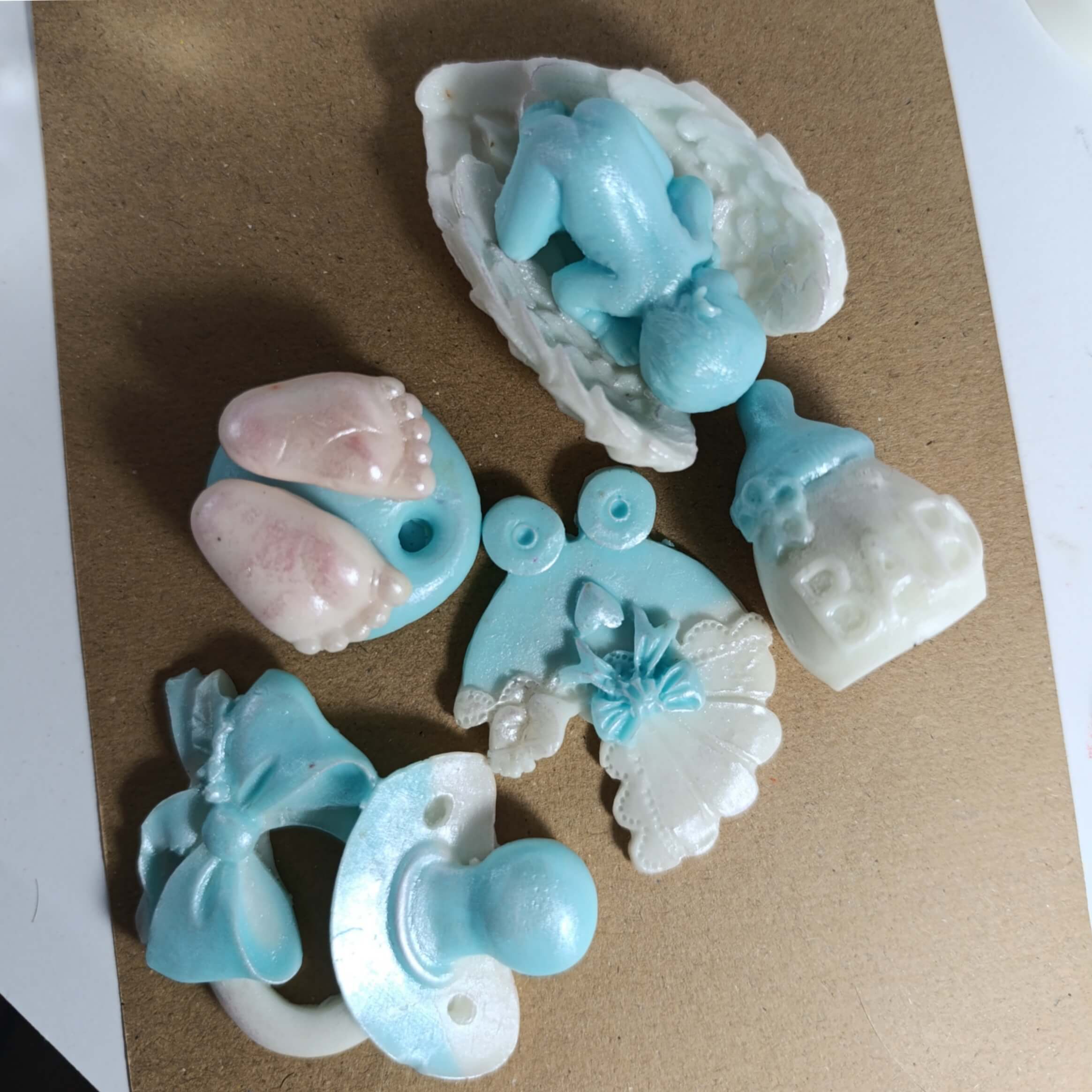 صابون تزیینی مینی ست نوزادی آبی سفید